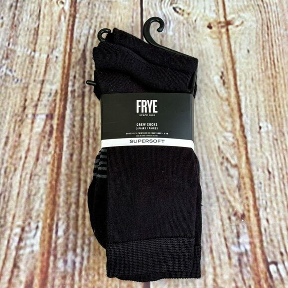Frye Accessories - Frye Supersoft Crew Socks 3 Pairs Three Pack Black Gray Solid Striped NWT